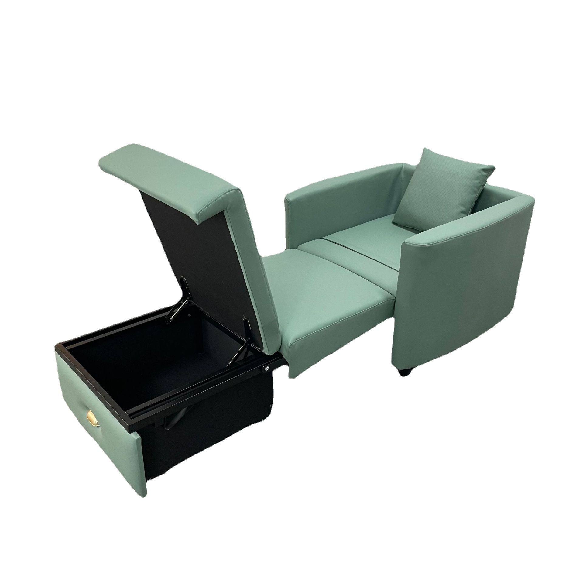 Almacenamiento plegable multifuncional de una sola persona balcón sofá cama de almuerzo tecnología tela de cuero silla de acompañamiento médico