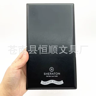 定制logo黑色PVC皮革收银夹单据夹酒水账单夹酒店KTV买单夹热压