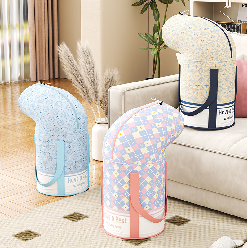 Impresión de barril de remojo de pies portátil bolsas de remojo de pies domésticas bolsas de pantorrilla más alto barril profundo aislamiento térmico dormitorio burbuja plegable