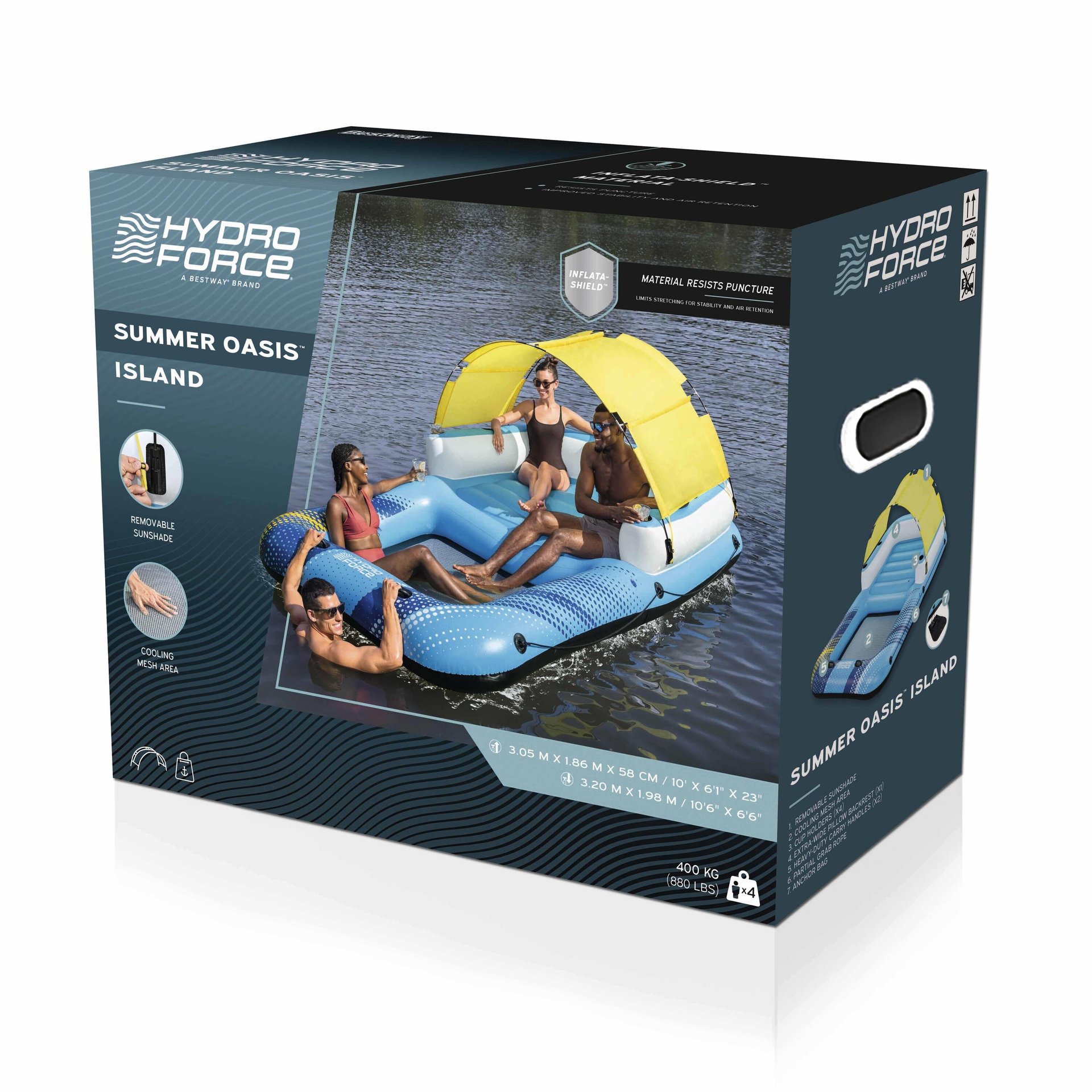 Bestway agua flotante isla inflable flotante flotante casa flotante cama de aire para nadar dos con agua sillón plegable