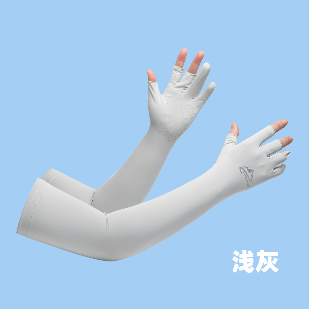 Funda de protección solar de seda de hielo para mujer, protección UV con fugas, se refiere al ciclismo de verano de los hombres, manga de protección de mangas al aire libre, manga de hielo de seda de hielo