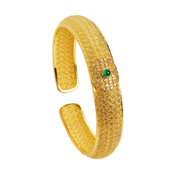 Pulsera de broche Fushou con filigrana y diamantes de imitación de estilo antiguo vietnamita Sha Jin - Estilo de corte nacional, para mujer, versátil, joyería que no se desvanece