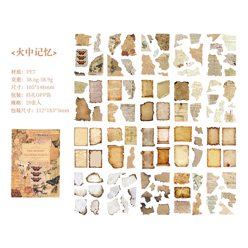 Yue Zhen madera vieja flotante película de corte pegatinas libro pegatinas de cuentas a prueba de agua transfronterizas pet material pegatinas creativas libro