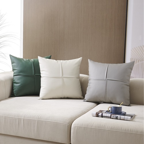 Modern simple light luxury style pu leather stitching cross pattern pillow cover sofa cushion imitation leather car cushion