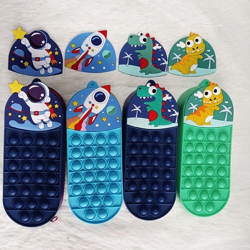 New cartoon student high-quality appearance stationery pencil case 3D stress-relief multi-functional large capacity soft silicone pen bag wholesale