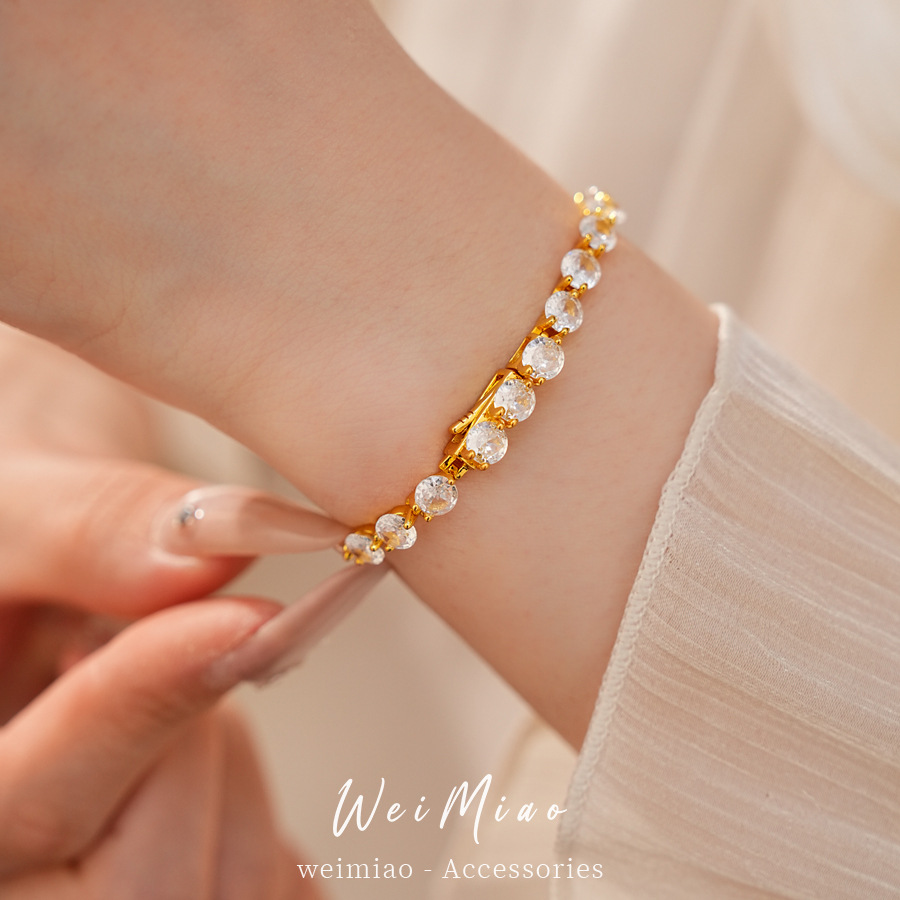 14 quilates de oro verdadero electrón de diamante de hierba afortunada flor pulsera de fichaje pulsera ligera de lujo nicho temperamento delicado joyas de pulsera