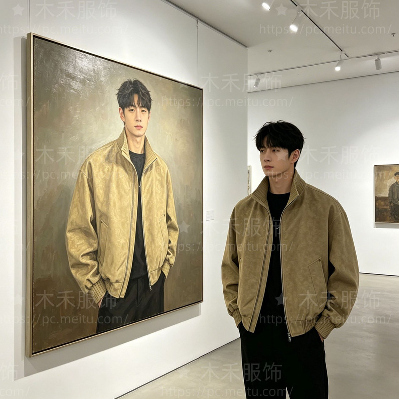 Melard Style Brown Leather Jacket for Men, Spring and Autumn American Retro Short Stand-Collar Leather Coat, Cool and High-End Look