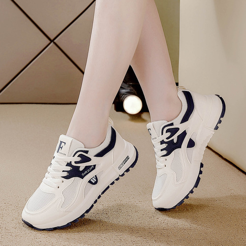 Cross-border brand deformed web face women's versatile 2025 spring running thick-soled anti-slip fashionable casual shoes for women