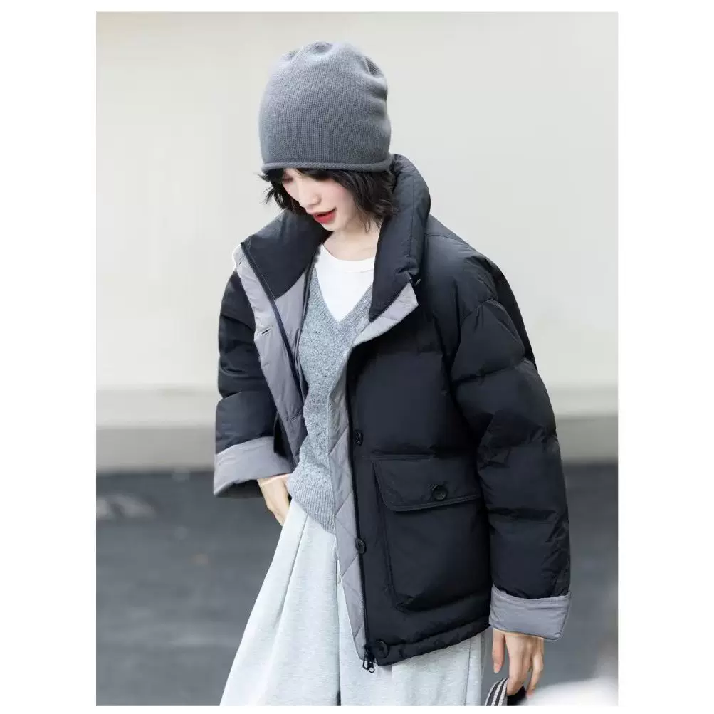 2025年冬季新款宽松休闲百搭立领棉服时尚通勤保暖羽绒棉服外套