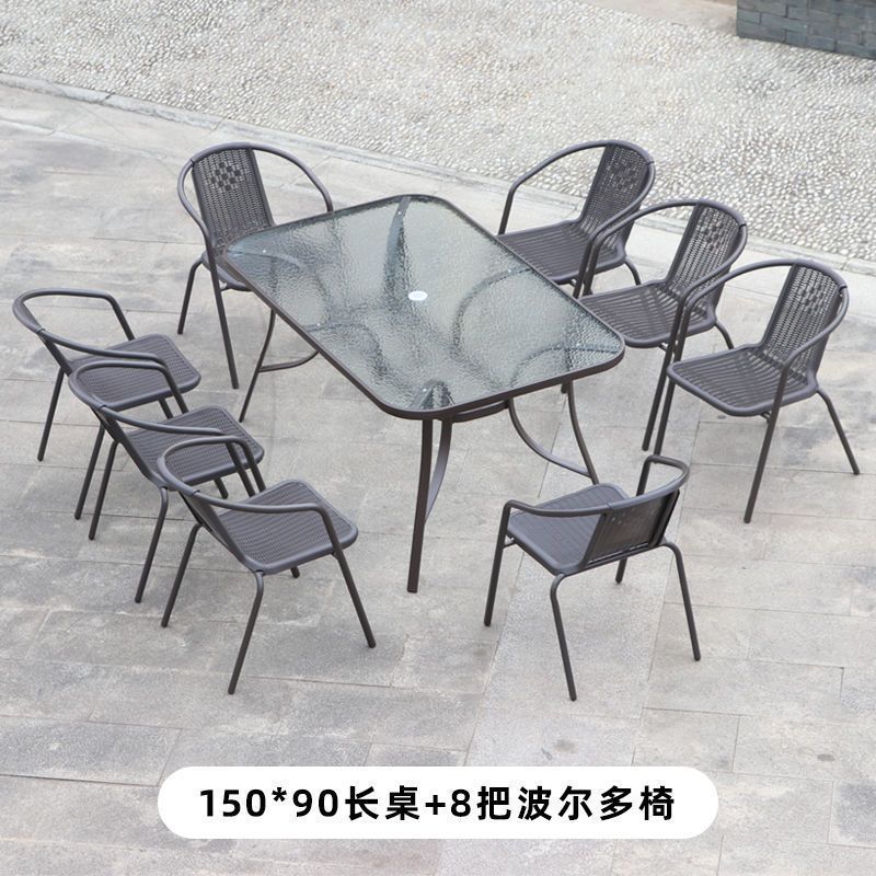 户外桌椅带伞组合庭院露天花园桌椅三件套家用室外休闲阳台小桌椅|undefined
