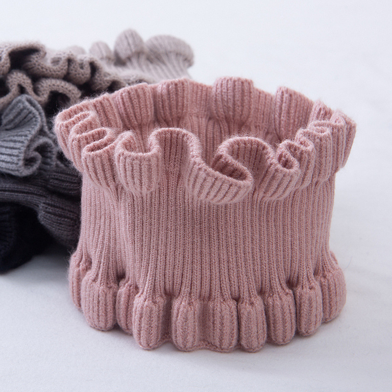 Autumn and Winter Cashmere Ruffled Small Neck Warmer Korean Style Versatile High-Neck Warm Neck Protection Scarf for Women