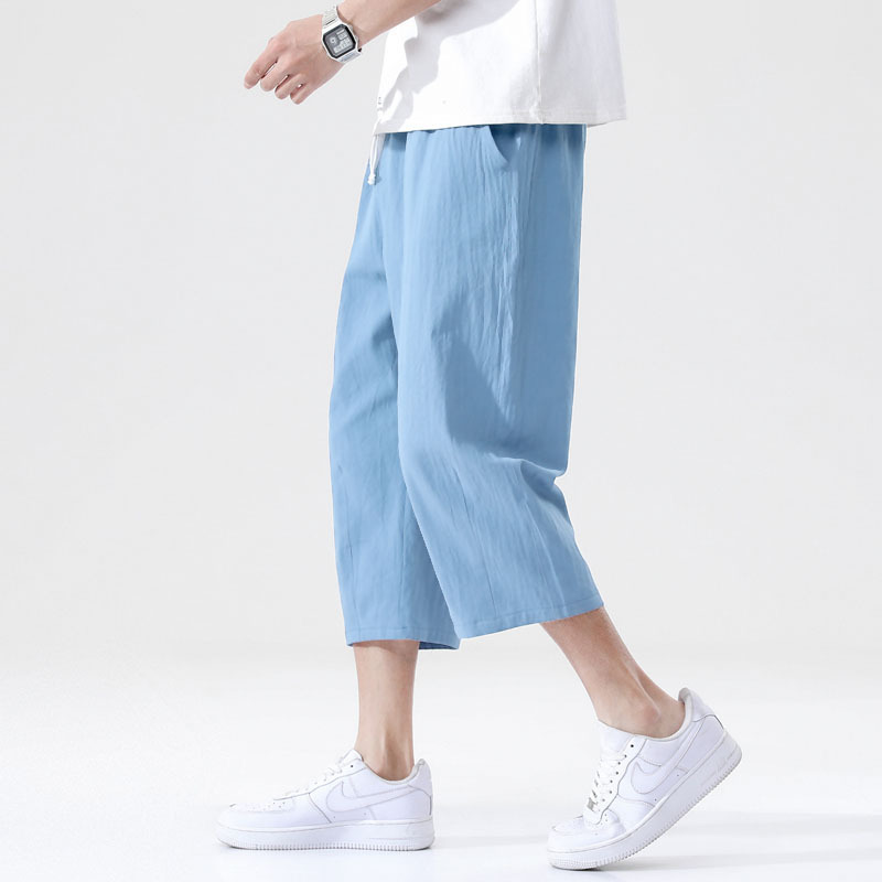 Loose Ice Silk Thin Cropped Pants Men's Straight Sports Shorts Casual Thin Men's Shorts