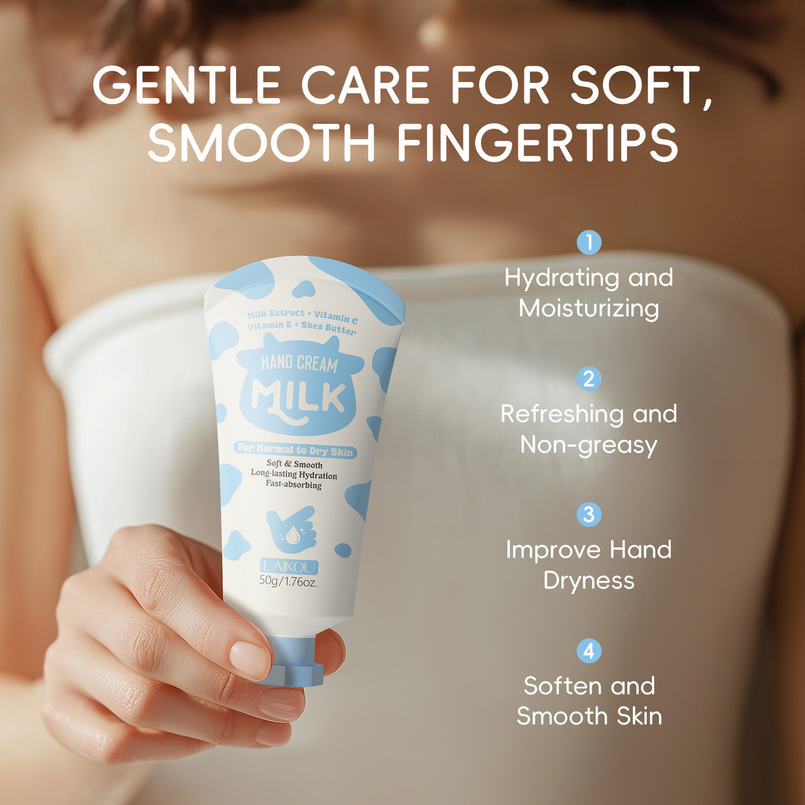 The new cross-border product LAIKOU Milk Hand cream 50G and Cream hydrates, moisturizes and nourishes the skin on hands undefined
