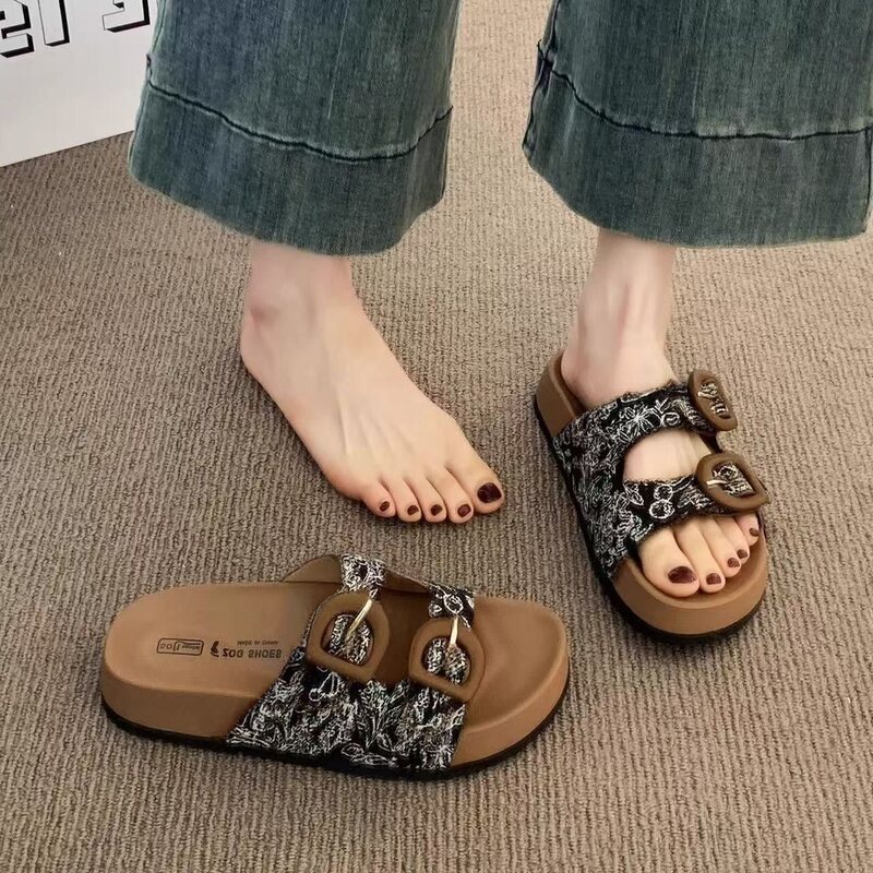 Thick-Soled Birkenstock Slippers for Summer 2025, New Super Popular Style, Perfect for Pairing with Dresses, Soft-Soled Beach Sandals, Slip-On Slippers