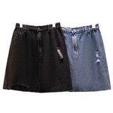 清仓特价120-350斤大码女装新款胖妹妹破洞不规则时尚身半身裙，商品下架区，变形策服饰