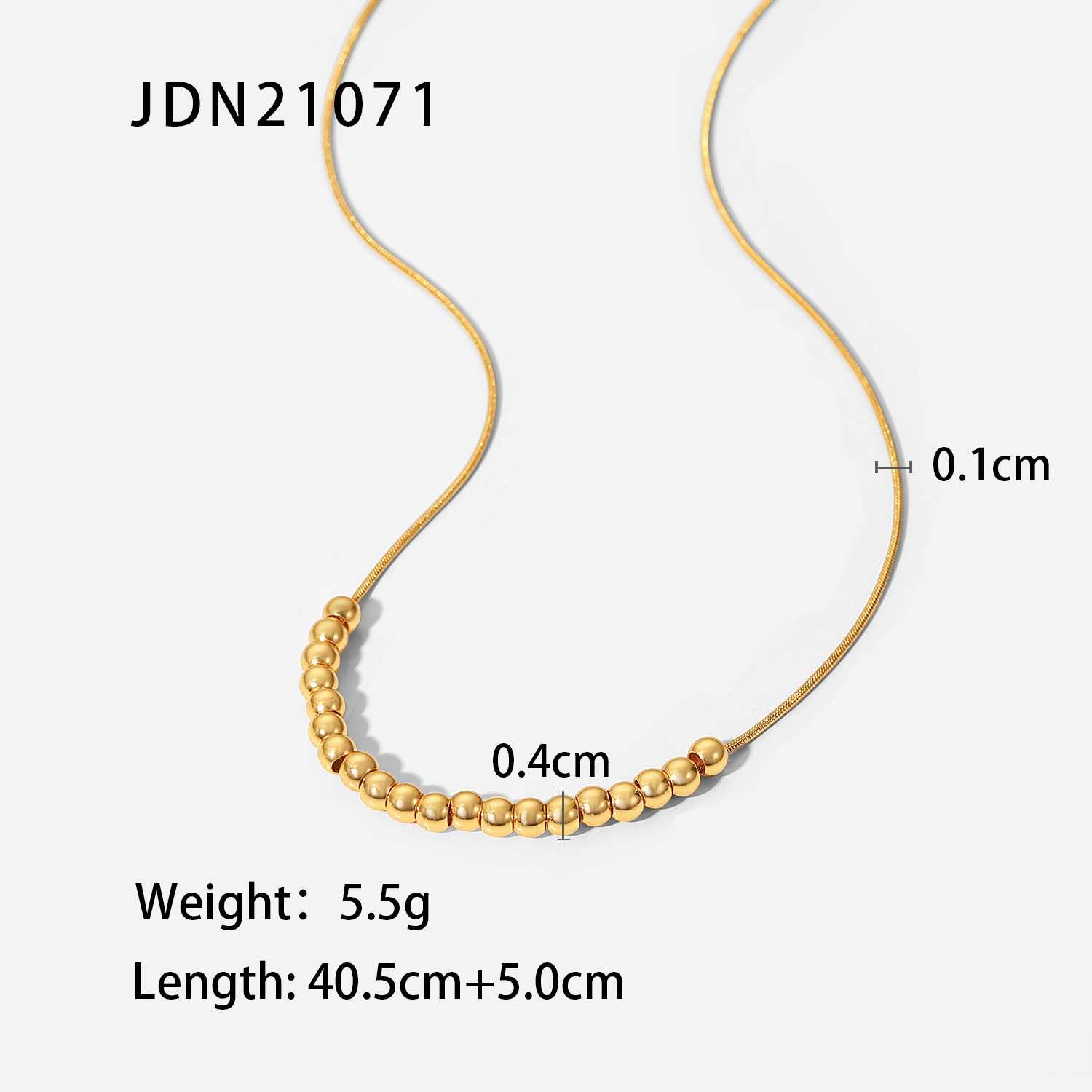 New Style stainless steel Plating 18K Gold round Beads Necklace