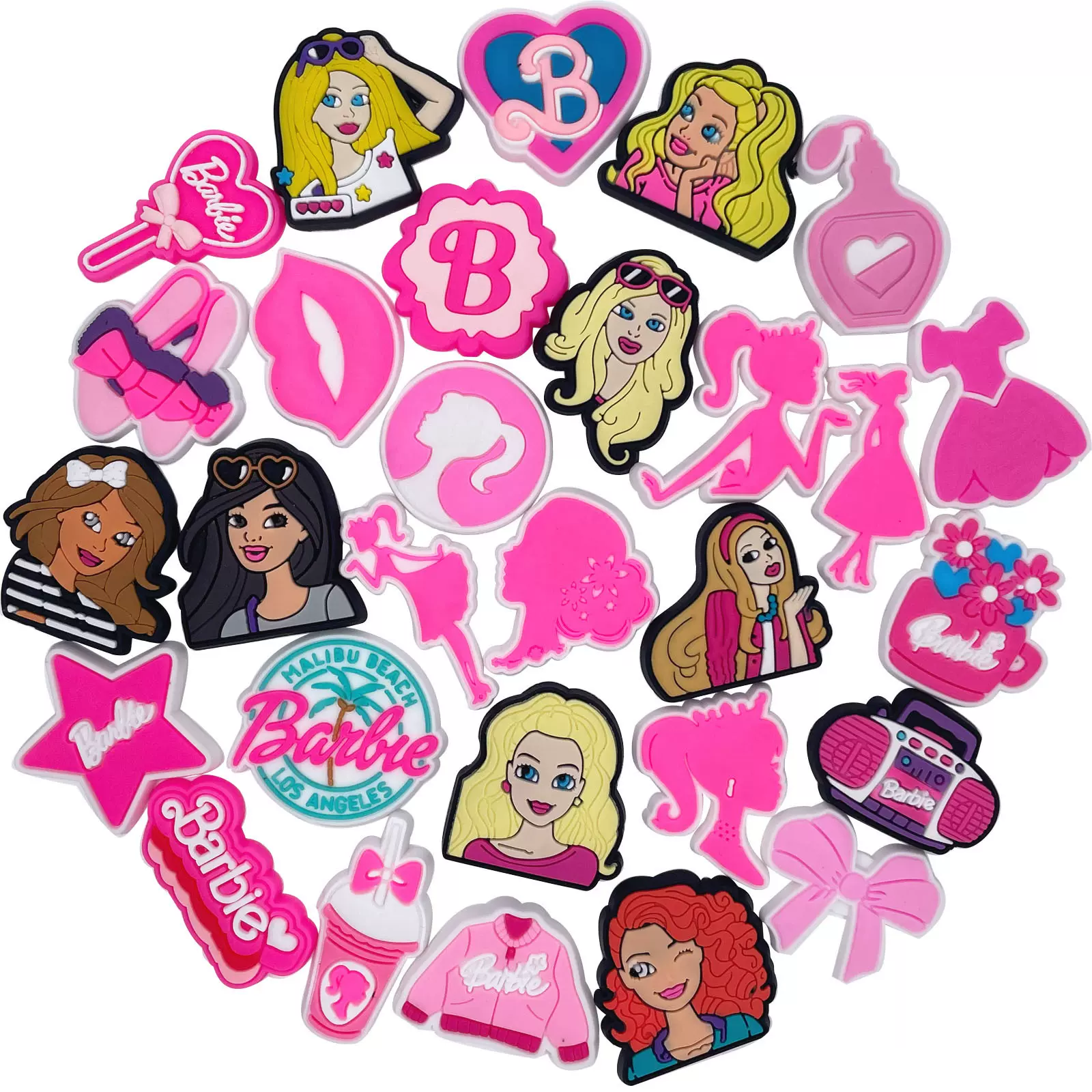 Barbie芭比鞋花跨境热卖diy鞋辅件PVC软胶洞洞鞋鞋扣芭比公主鞋花