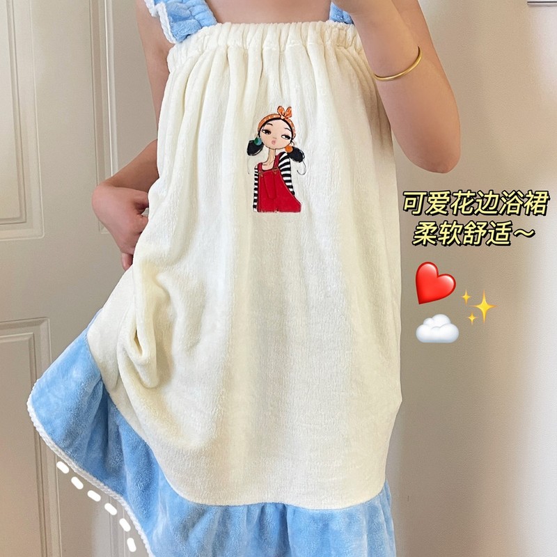 かわいい女の子の刺繍入り快適なタオルバスタオルコーラルベルベット吸水性速乾性糸くずの出ない柔らかい肌に優しい大人用フェイスタオル|undefined