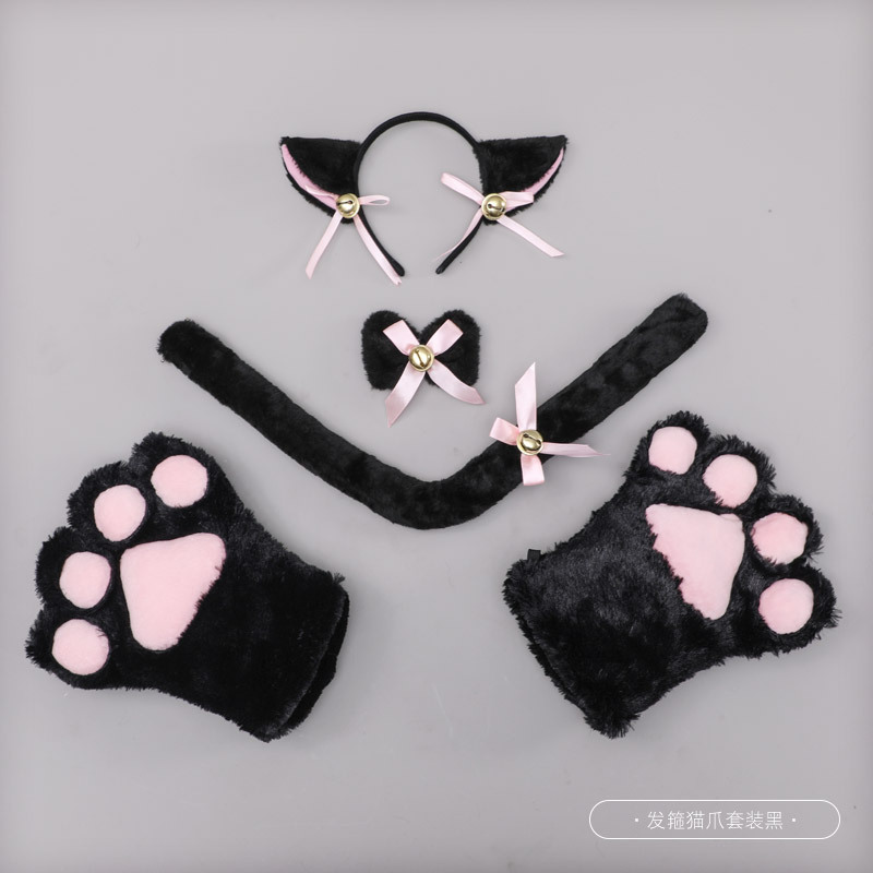 Entrega de una sola pieza lindo gato Cosplay accesorios orejas de gato diadema garra de gato guantes cola de gato accesorios traje