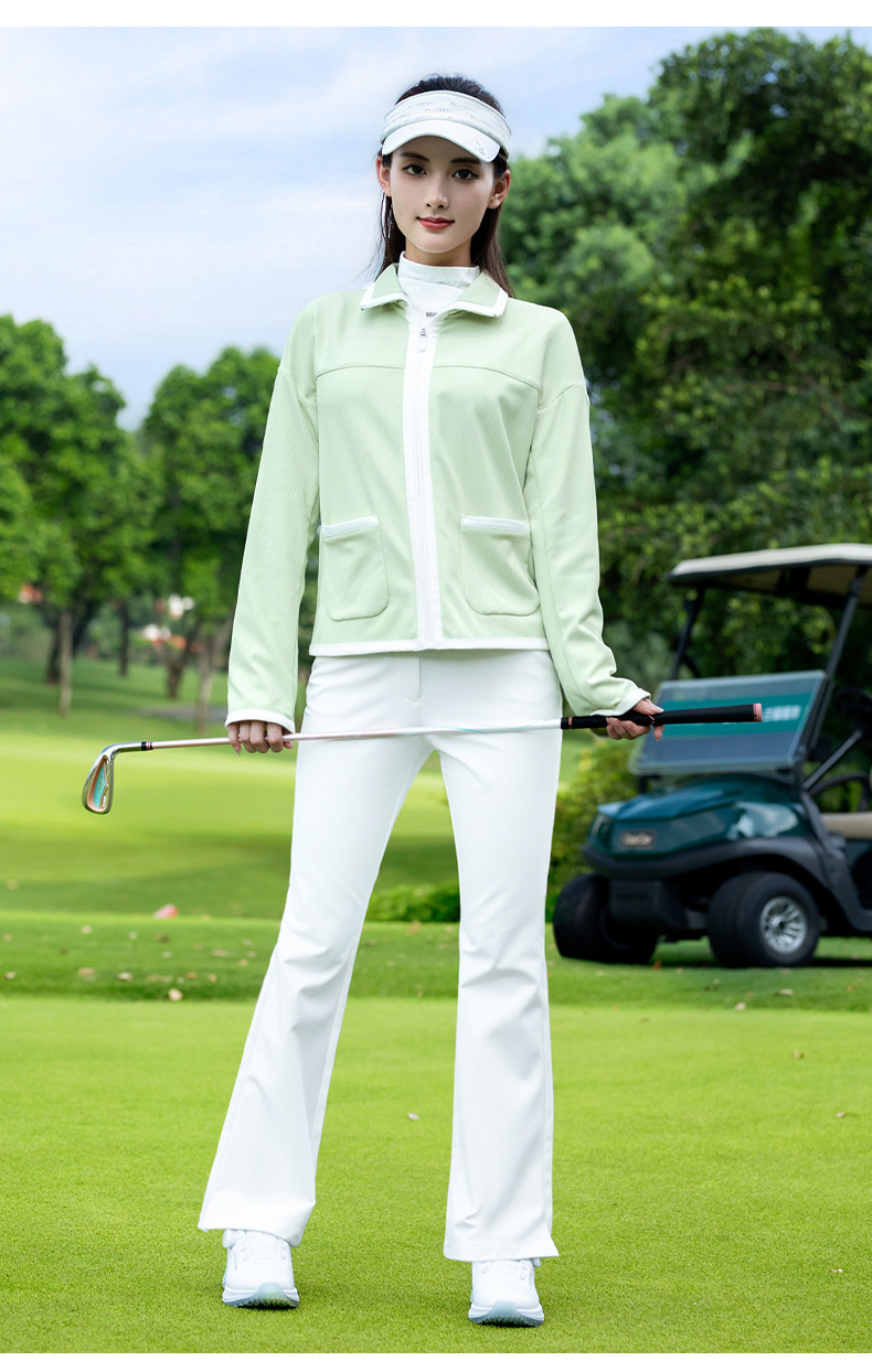 Áo khoác thể thao ngắn nữ PGM Golf dáng parka mùa thu đông — Áo khoác màu xanh nhạt [ve áo nhỏ thơm/cổ tay tương phản/vải co giãn] YF847 chi tiết 17
