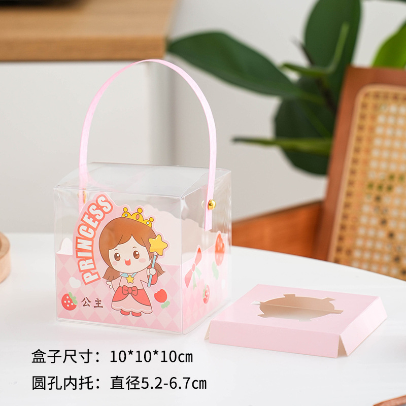 Caja de embalaje de cupcake para niños, caja de embalaje de cupcake transparente, 1 caja de dibujos animados de dulces, galletas