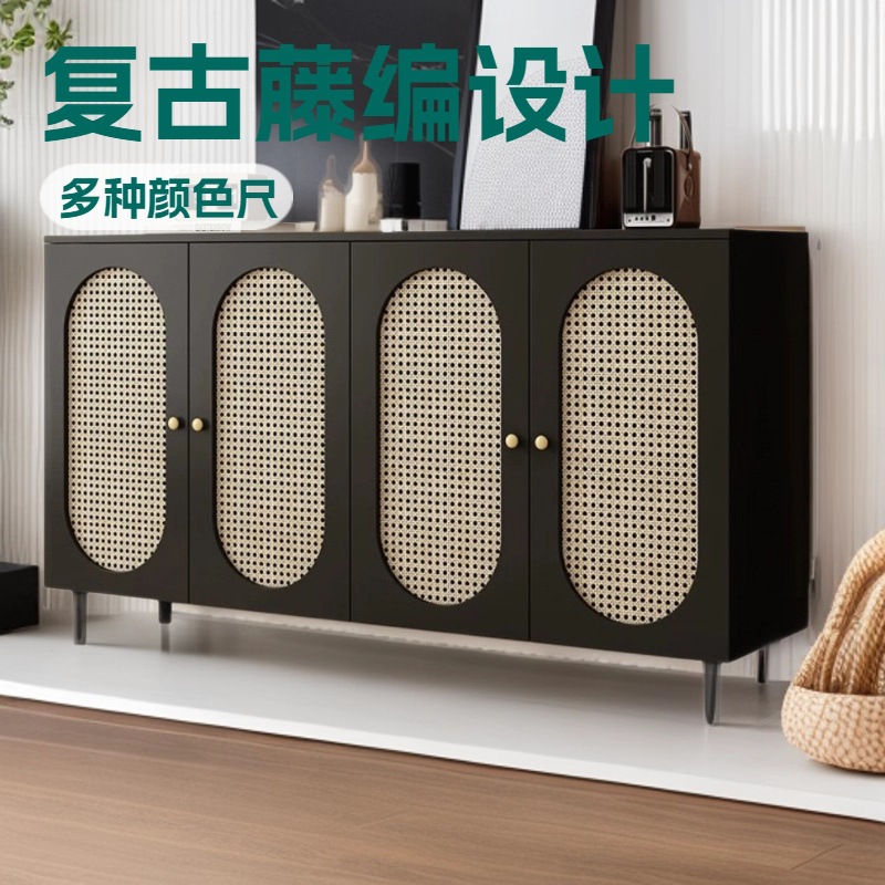 New Retro Rattan Shoe Cabinet Doorway Home Simple Modern Entrance Wall Storage Cabinet Entry Living Room Storage Factory