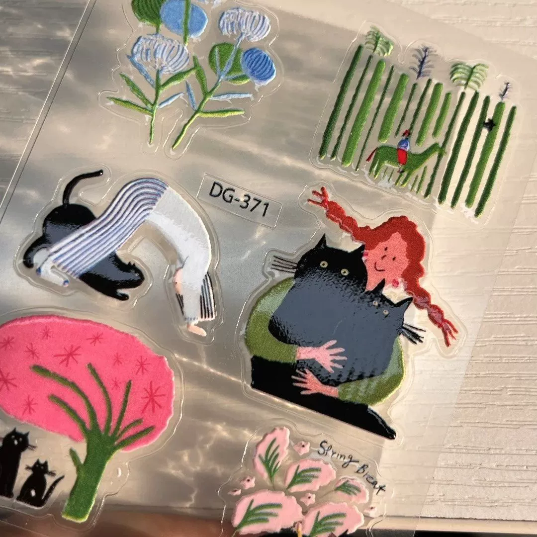 Корейский милый стиль ins, исцеляющая иллюстрация, желейная наклейка, мультяшный маленький черный кот, сделай сам, чехол для компьютера, телефона, декоративная наклейка