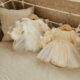 Korean Style Girl's Baby's Pure Cotton Mesh Puff Sleeve Hare Dress ins Baby Princess Outgoing Clothes Fashionable Birthday Clothes