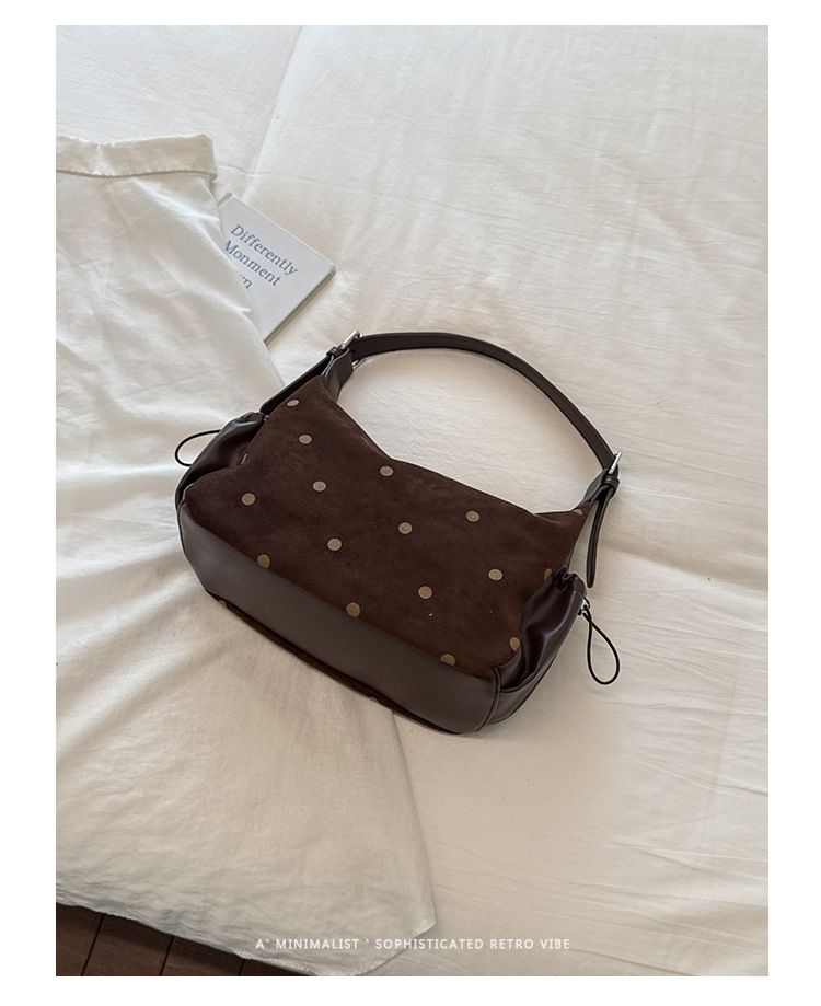 Studded Faux Suede Zip Baguette Shoulder Bag 6