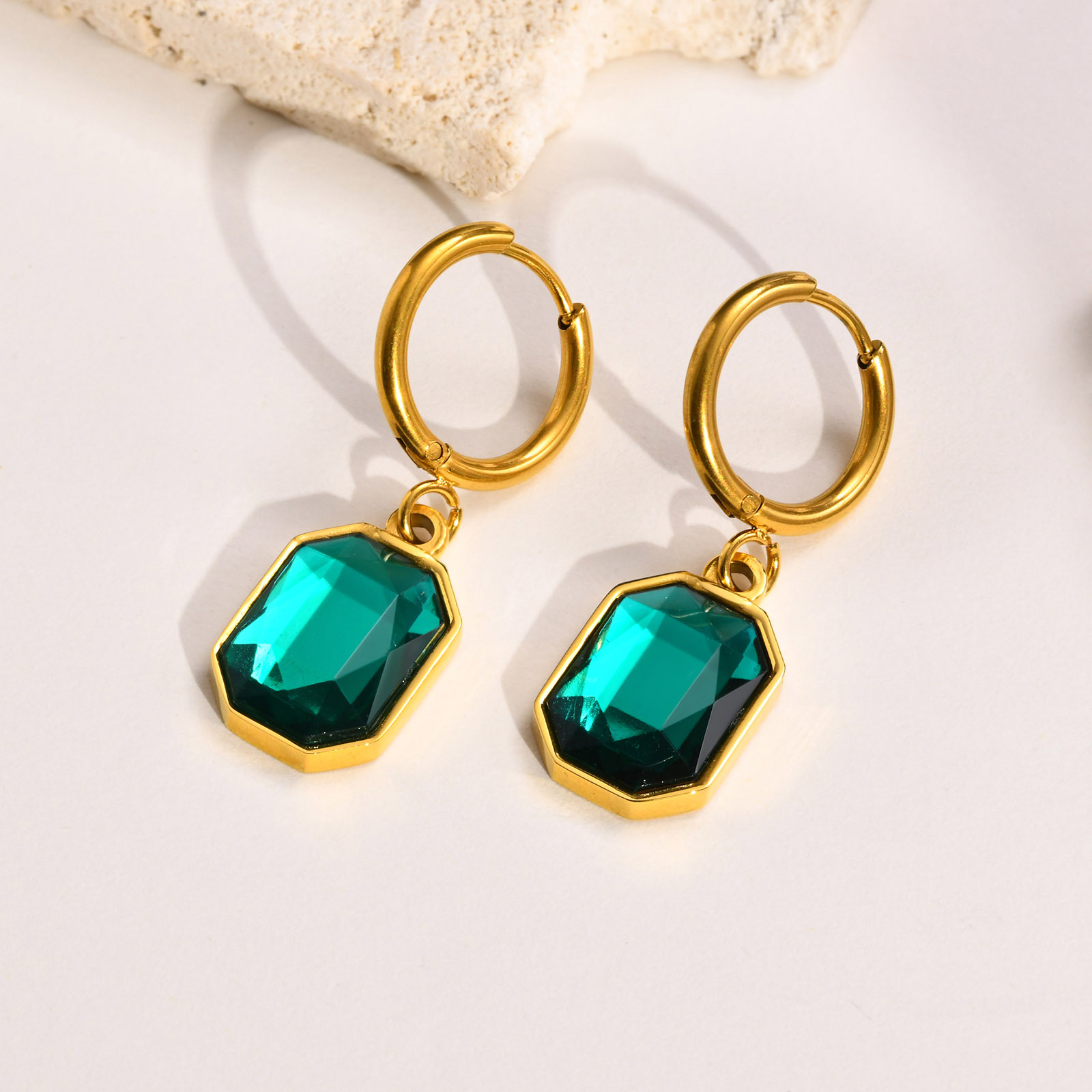 Fashion Geometric Stainless Steel Drop Earrings Inlay Zircon Stainless Steel Earrings 1 Pair