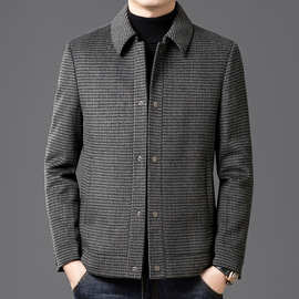 男士羊毛呢外套冬季新款翻领大衣可脱卸羽绒内胆休闲保暖潮流夹克