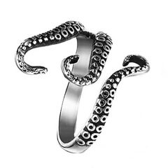 New Ocean Animal Octopus Open Ring for Men, Trendy Brand Retro Distressed, Unique Design Ring for Women's Index Finger