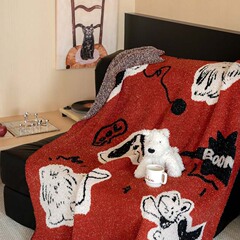 レトロ |   ニットハーフフリースブランケット寝室用スロー肌に優しいオフィス昼寝暖かいソファブランケットシングル