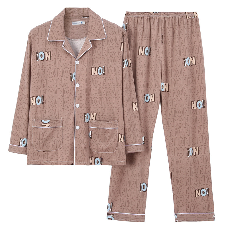Pijamas de los hombres de manga larga de algodón de primavera y otoño delgada más el tamaño de prendas de vestir exteriores de los hombres pijamas de invierno homewear