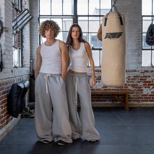 European and American Cross-Border Embroidered Sweatpants Couple's Same Style High Street Hip-Hop Line Niche Design Loose Wide-Leg Pants Trendy Long Pants