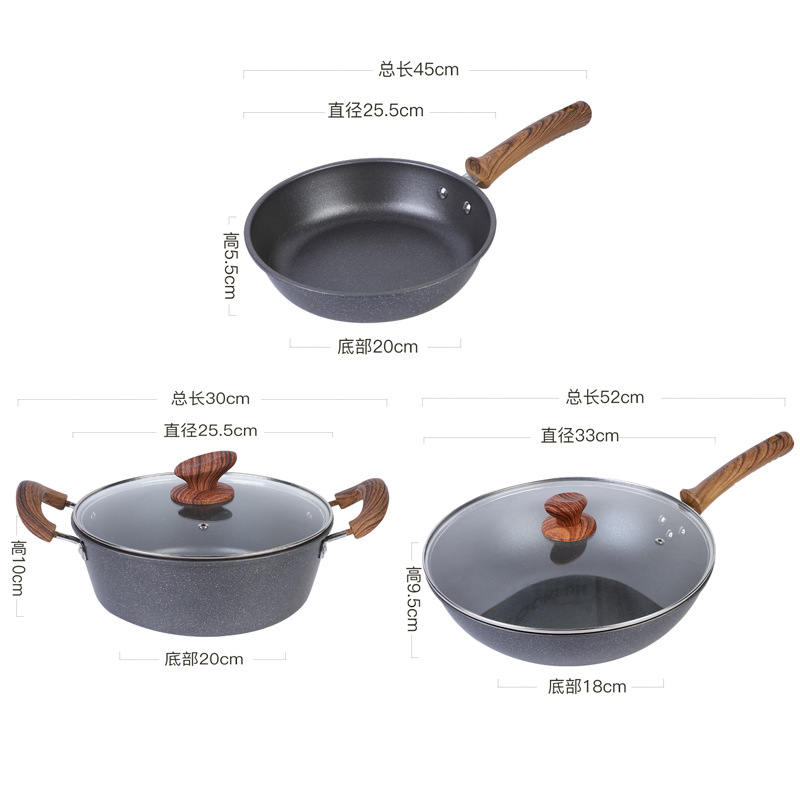 Tres piezas de set de paneles caseros guisado antiadherente regalo de reunión anual al por mayor multifuncional caja de regalo de cocina de cocina