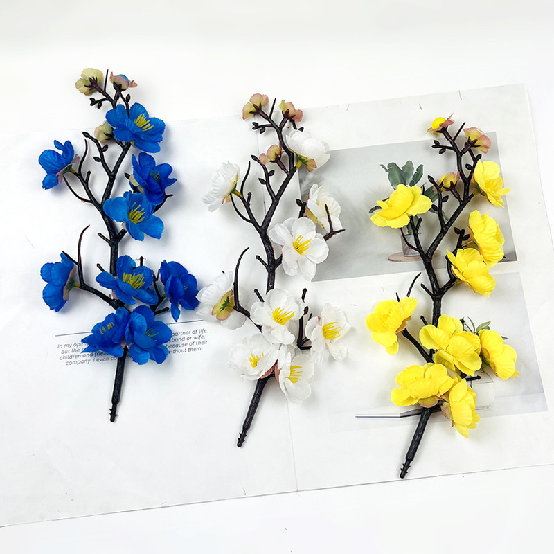 仿真腊梅枝桃花 中式diy祝寿蛋糕寿宴小摆件婚礼堂花艺道具小摆件|undefined