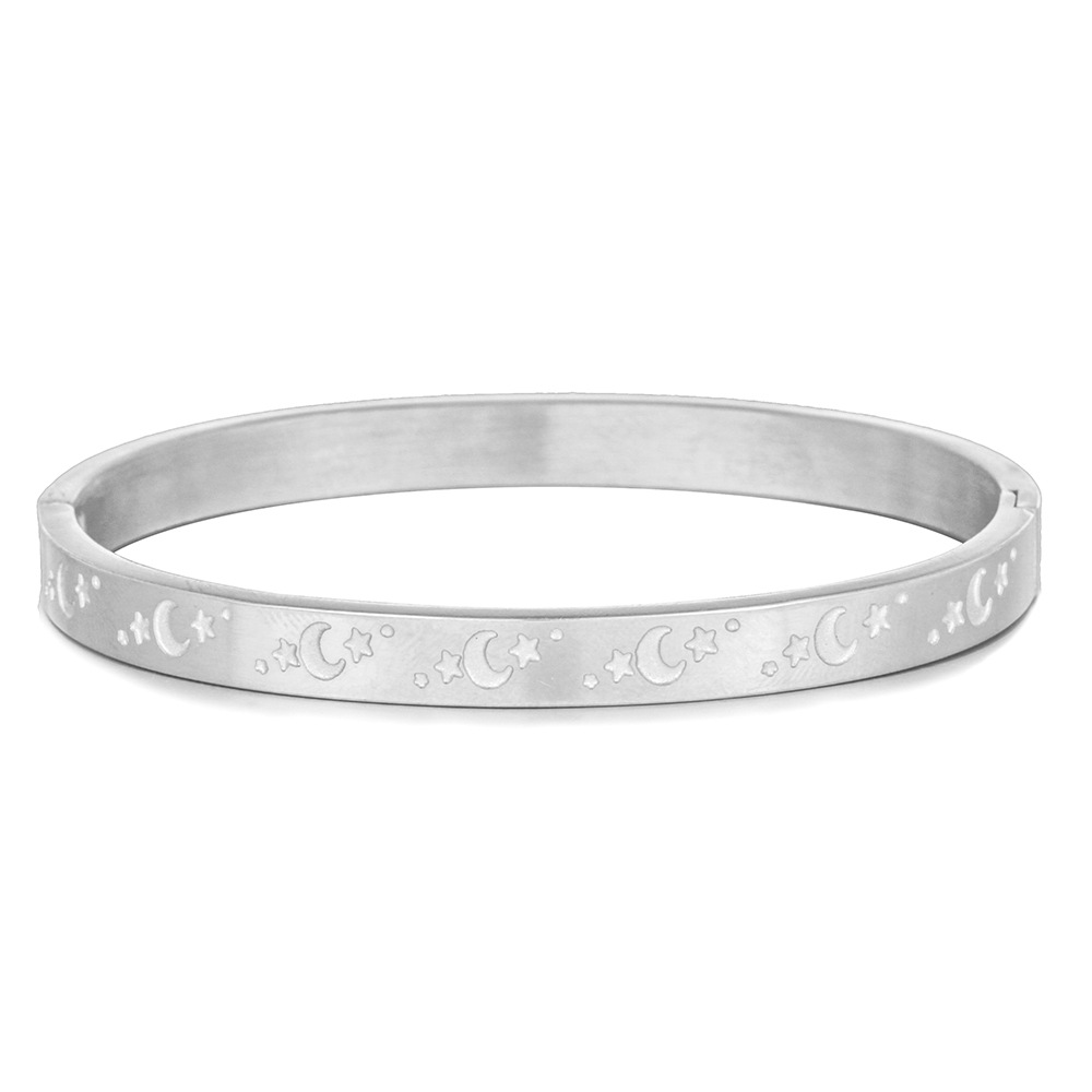 Simple Style Star Moon Titanium Steel Bangle Plating Stainless Steel Bracelets