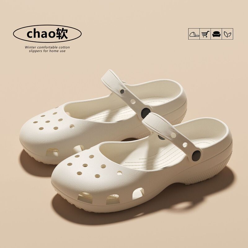 Mary Jane clogs for women, fashionable summer new style, soft-soled non-slip ballet shoes, suitable for indoor and outdoor wear, closed-toe sandals