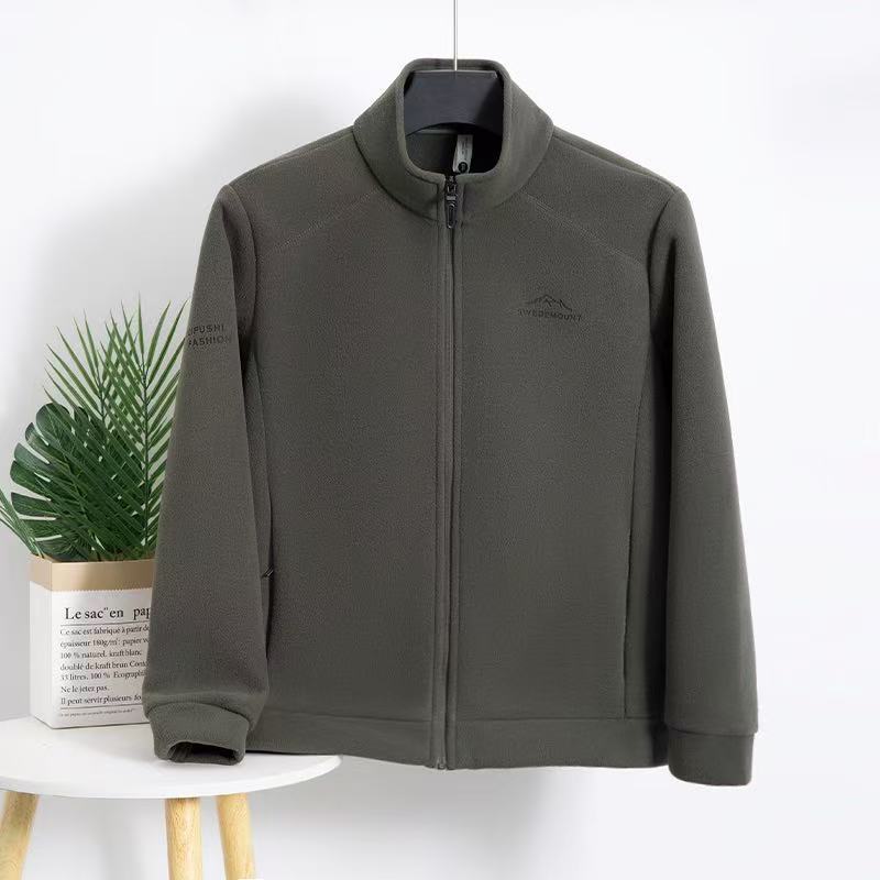 Cross-Border New Product Winter Men's Stand-Up Collar Fleece Sweatshirt Fashionable Casual Men's Long Zipper Fleece Cardigan Jacket