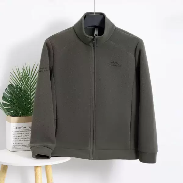 Cross-Border New Product Winter Men's Stand-Up Collar Fleece Sweatshirt Fashionable Casual Men's Long Zipper Fleece Cardigan Jacket