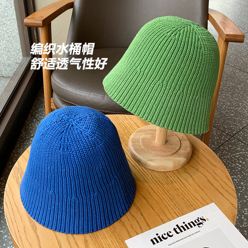 Exported to South Korea Dongdaemun basin hat with temperament for girls solid color woven fisherman hat Korean style wide brim face-showing small table lamp hat