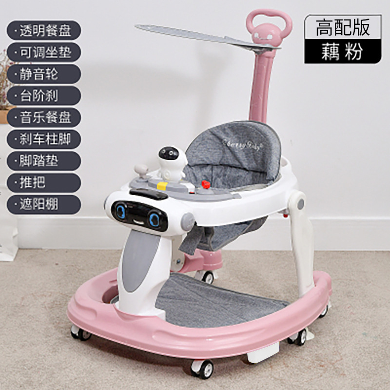 Andador para bebés con mango de empuje, juguete musical educativo para sentarse, bandeja desmontable, altura ajustable, antivuelco. image 16