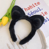 Cute plush headband, universal demi-season hair accessory for face washing, simple and elegant design