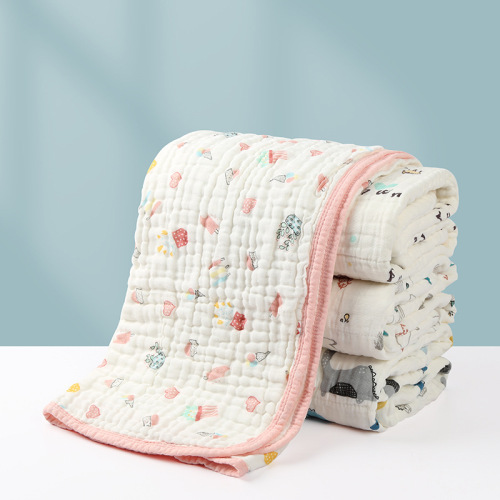 Baby washed gauze bath towel 6-layer pure cotton baby bath towel newborn cover blanket autumn and winter 90x90cm