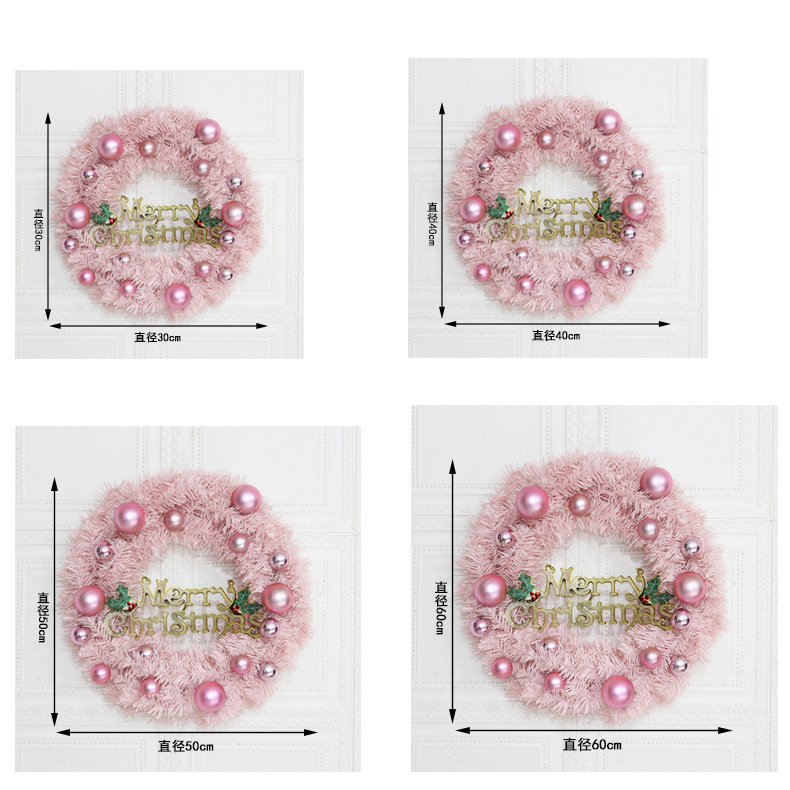 Navidad transfronteriza guirlanda rosa 30cm decoración navideña guirlanda luminosa rosa centro comercial ventana de hotel colgante guirlanda