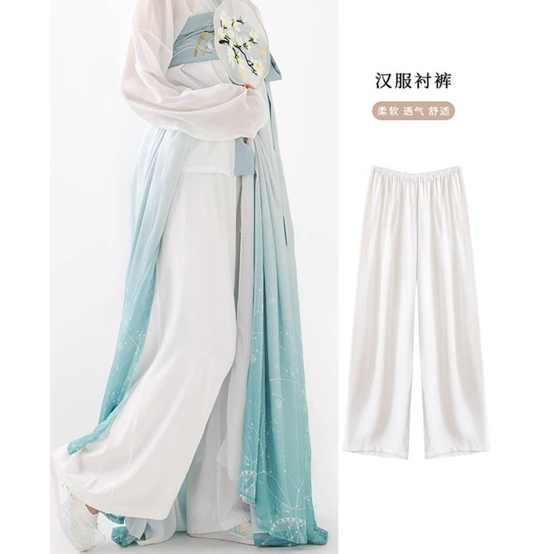 Hanfu New Anti-light Anti-static Horse-faced Skirt Lining Pants Cheongsam Base Lining Pants Black and White Skin Breathable Ankle-length Pants Hanfu New Anti-light Anti-static Horse-faced Skirt Lining Pants Cheongsam Base Lining Pants Black and White Skin Breathable Ankle-length Pants