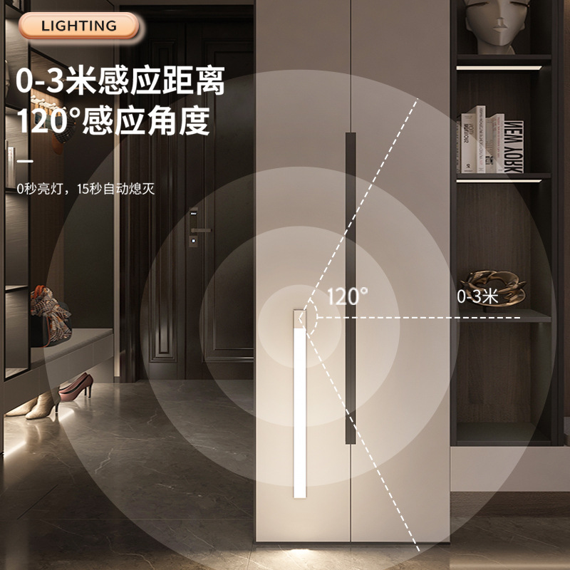 人体感应灯智能光控无线衣柜橱柜灯过道楼梯卧室usb充电led小夜灯