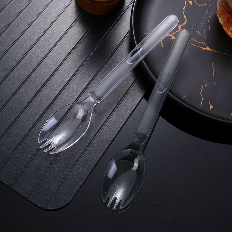 Espeso desechable cucharas negras transparentes empaque independiente horquilla americana horquilla dura cucharas de plástico dulces horquilla de comida occidental