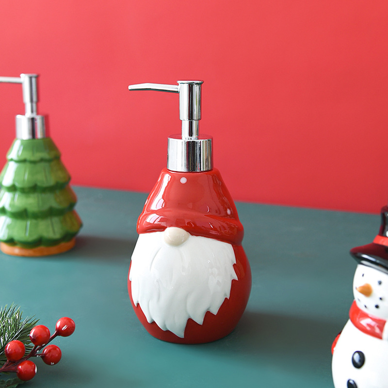 Navidad transfronteriza serie de botellas de baño de cerámica detergente líquido detergente botellas de jabón líquido detergente de manos botellas de presión de limpieza integral